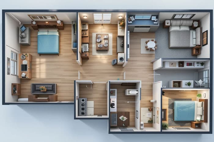 план квартиры, вид с верху